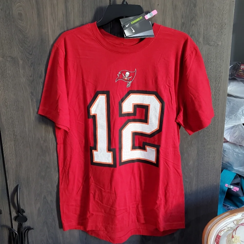 Nike #12 Brady Tampa Bay Buccaneers NFL T shirt Size M L👀K Tee-Shirt Tee GOAT